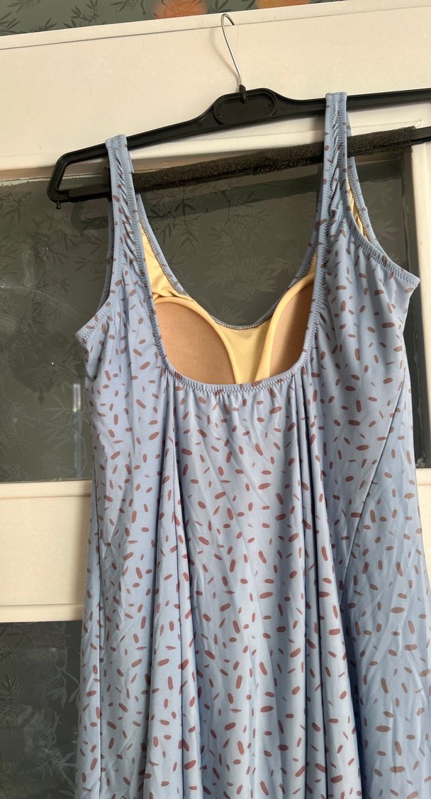 Mavi Uzun Askısız Salaş Elbise - Görsel 5