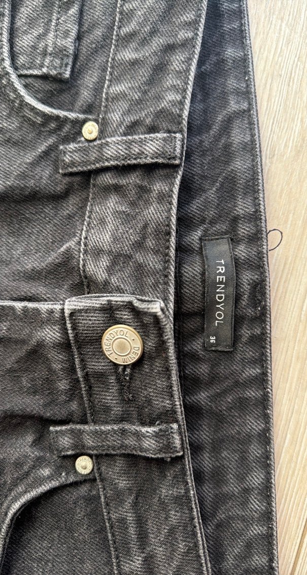 Düğmeli Siyah Mini Denim Şort - Görsel 3