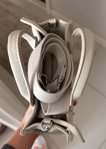 Bej Deri Fermuarlı Kadın Çanta - Görsel 5