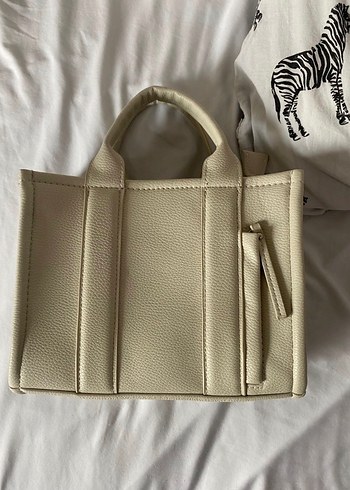 Bej Deri Fermuarlı Kadın Çanta - Görsel 2