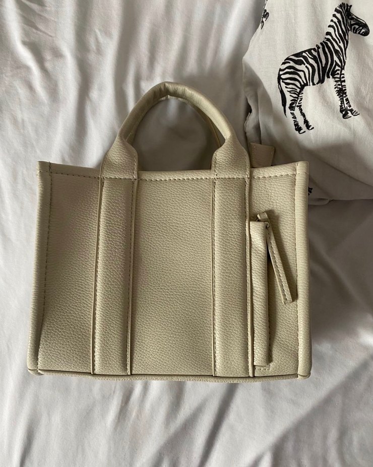 Bej Deri Fermuarlı Kadın Çanta - Görsel 2