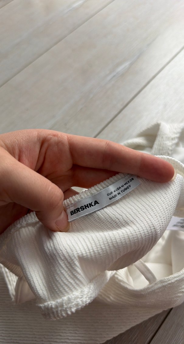 Kadın Beyaz Örgü Keten Halter Yaka body - Görsel 4