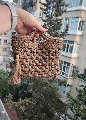 Püsküllü Bohem Örgü Kadın Çanta