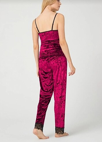 xl Beden bordo Renk Cottonhill Kadife Pijama Takımı