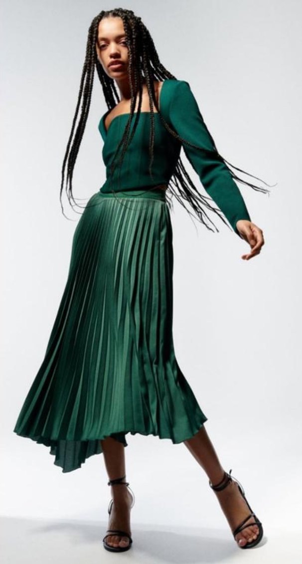 Zara Pilili Saten Yüzeyli Asimetrik Etek - Görsel 2