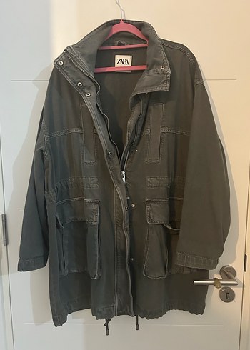 Zara Gri Kadın Pamuk Kot Ceket - Görsel 5