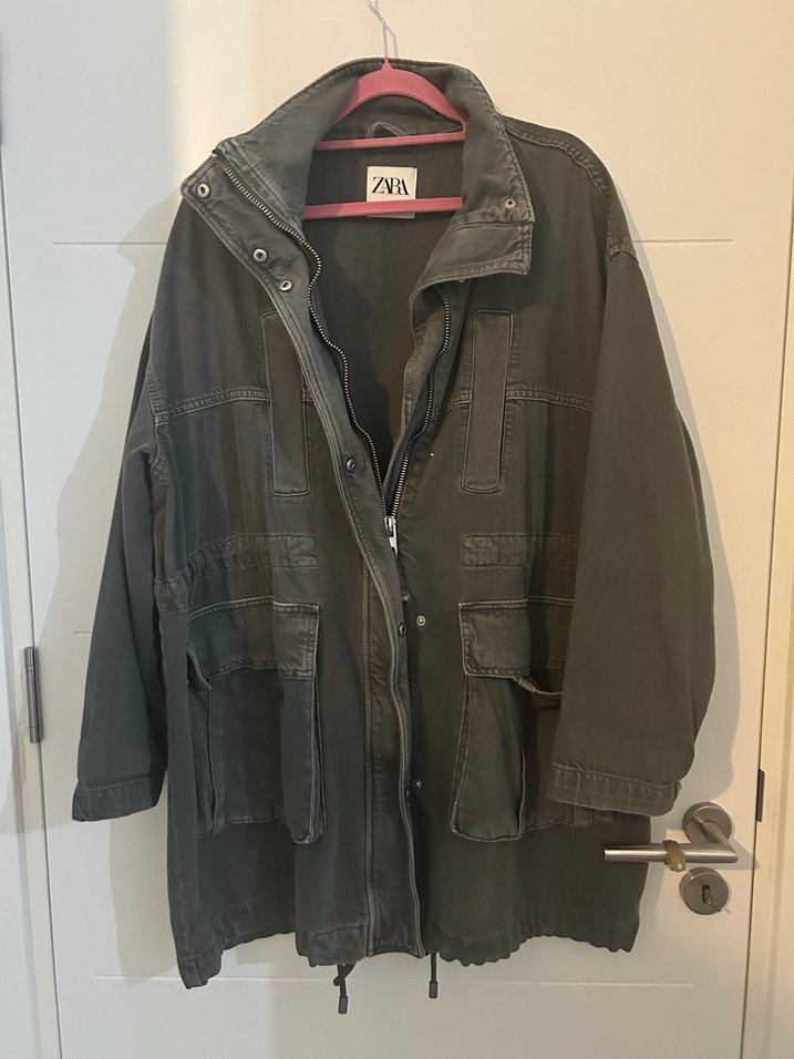 Zara Gri Kadın Pamuk Kot Ceket - Görsel 5