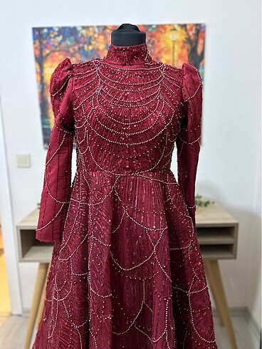 Yoğun Taşlı Prenses Model Abiye Kına Elbisesi - Görsel 2