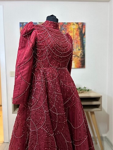 Yoğun Taşlı Prenses Model Abiye Kına Elbisesi - Görsel 4
