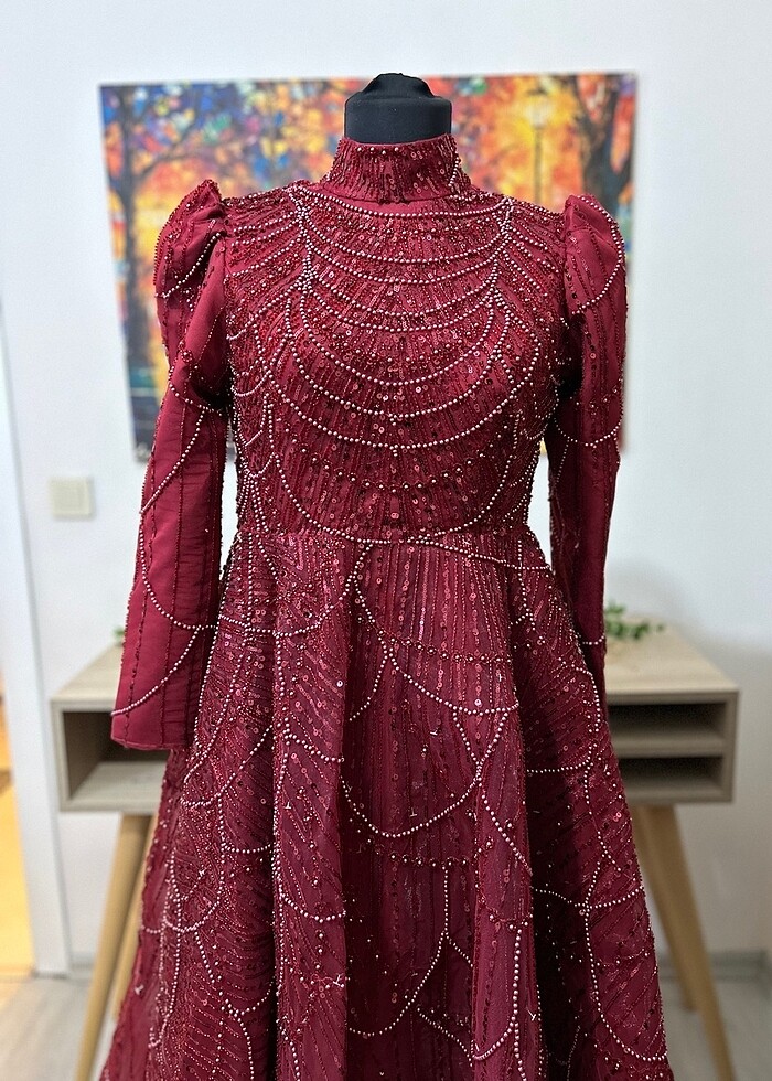 Yoğun Taşlı Prenses Model Abiye Kına Elbisesi - Görsel 2