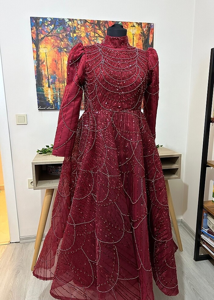 Yoğun Taşlı Prenses Model Abiye Kına Elbisesi - Görsel 3