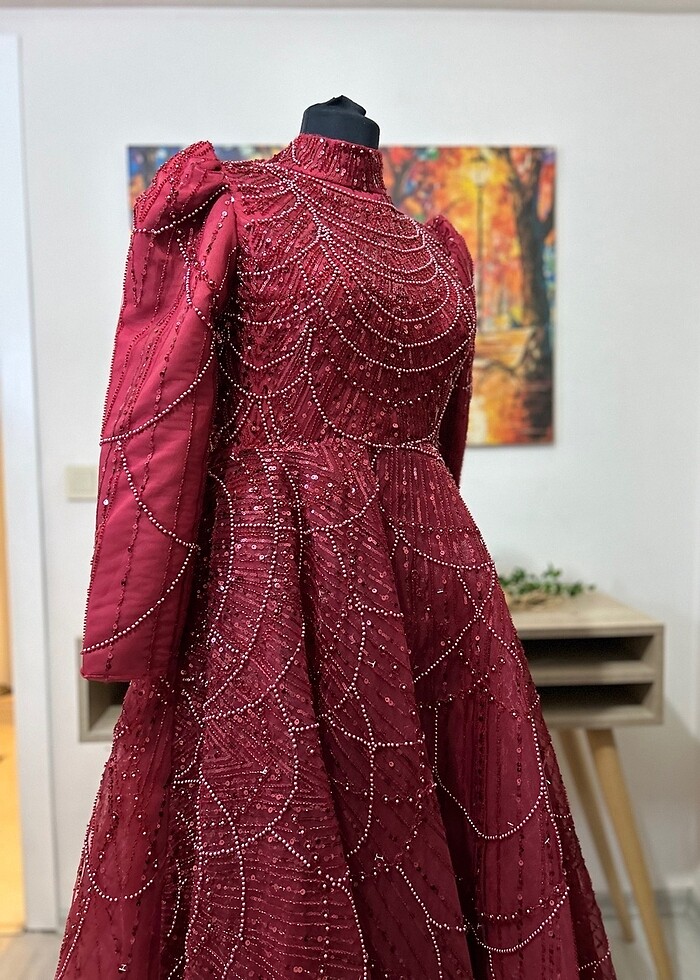 Yoğun Taşlı Prenses Model Abiye Kına Elbisesi - Görsel 4