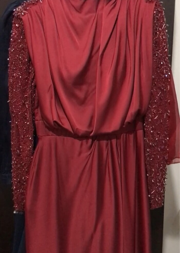 Kırmızı Kenzel Abiye - Görsel 2