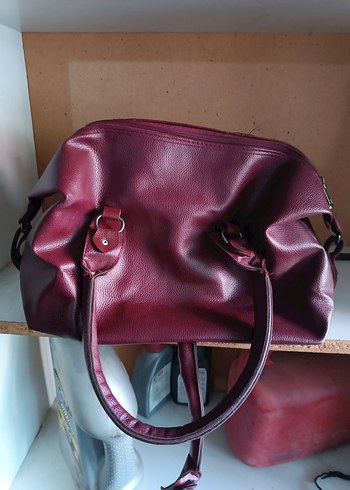 vintage Burgundy Deri Kadın Omuz Çantası