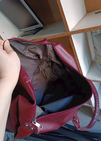 Beden vintage Burgundy Deri Kadın Omuz Çantası