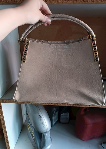 Zara vintage Bej Deri Yılan Desenli Kadın Çanta