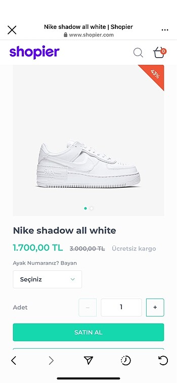 38 Beden Nike shadow kadın