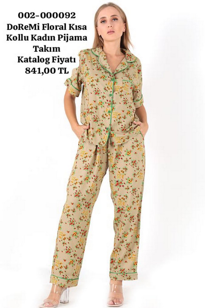 Mavi Desenli Uzun Kollu Kadın Pijama Takımı - Görsel 2