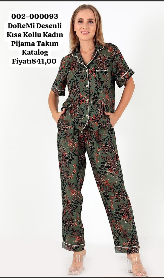 Mavi Desenli Uzun Kollu Kadın Pijama Takımı - Görsel 5