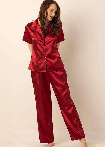 Pierre Cardin Saten Siyah Kadın Pijama Takımı