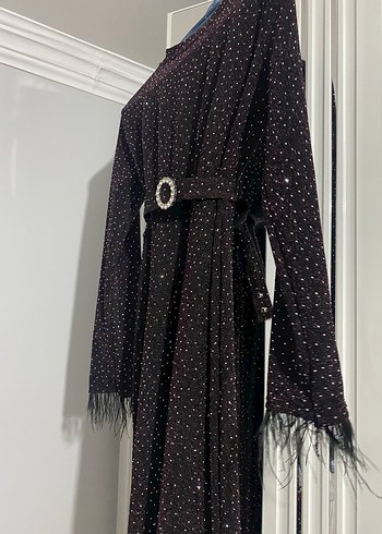 38 Beden Uzun Kollu Siyah Desenli Gotik Kadın Elbise