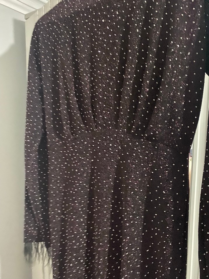 Uzun Kollu Siyah Desenli Gotik Kadın Elbise - Görsel 4