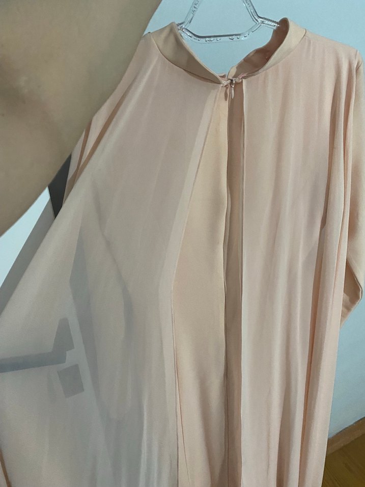 Bej Nakışlı Uzun Kollu Kadın Henna Elbise - Görsel 3