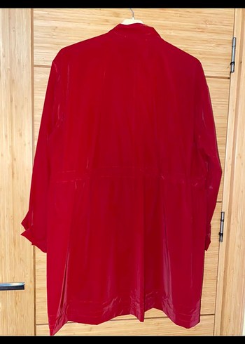 Bordo Düğmeli Uzun Kadın Kaban - Görsel 5