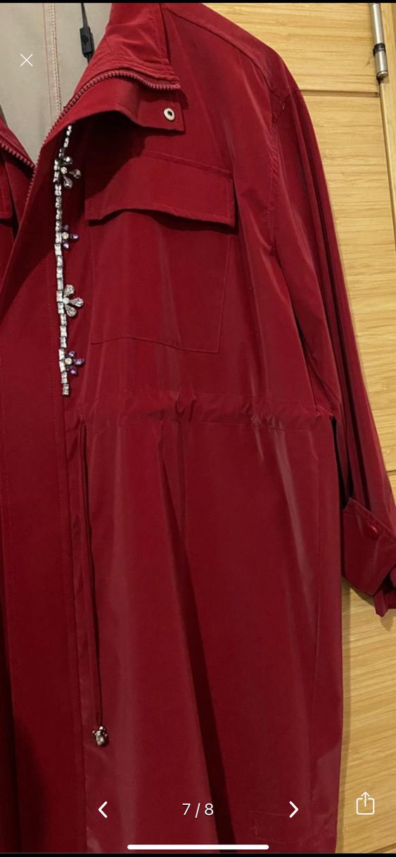 Bordo Düğmeli Uzun Kadın Kaban - Görsel 4