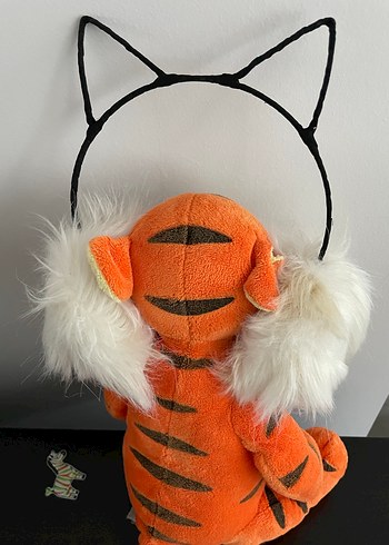 Beyaz Tüylü Kedi Kulaklı Taç - Görsel 6