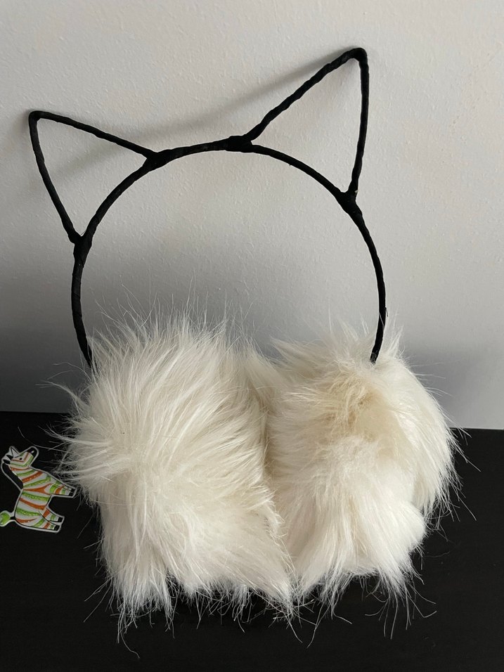 Beyaz Tüylü Kedi Kulaklı Taç - Görsel 2