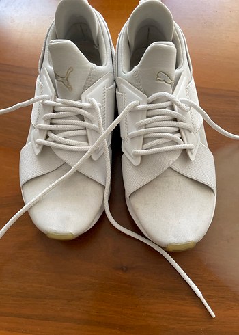 Beyaz Bağcıklı Stiletto Topuklu Kadın Spor Ayakkabı - Görsel 3