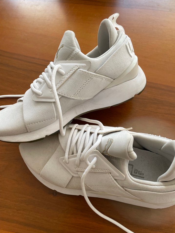 Beyaz Bağcıklı Stiletto Topuklu Kadın Spor Ayakkabı - Görsel 5