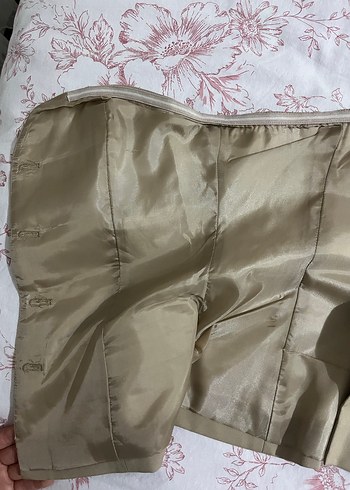 Düğmeli Straplez Bej Kadın Büstiyer - Görsel 3