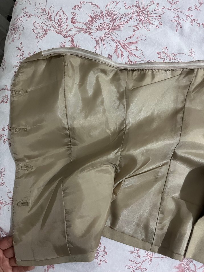 Düğmeli Straplez Bej Kadın Büstiyer - Görsel 3