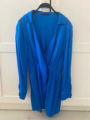 Pull Bear mavi saten elbise
