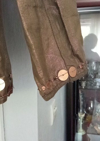 Düğmeli Kahverengi Deri Kadın Ceket - Görsel 3