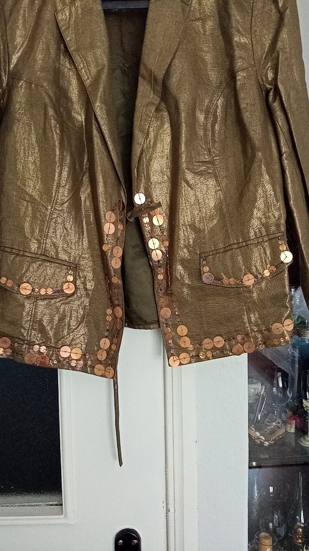 Düğmeli Kahverengi Deri Kadın Ceket - Görsel 2