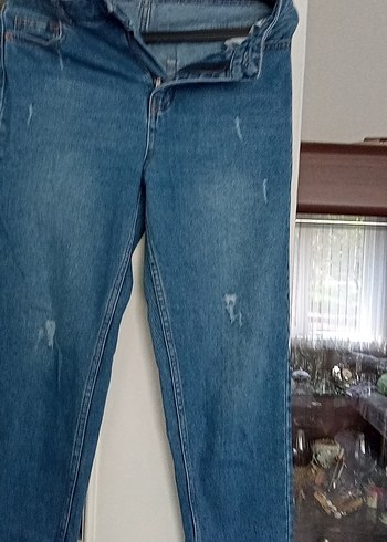 Kadın Mavi Bol Kesim Denim Pantolon - Görsel 2