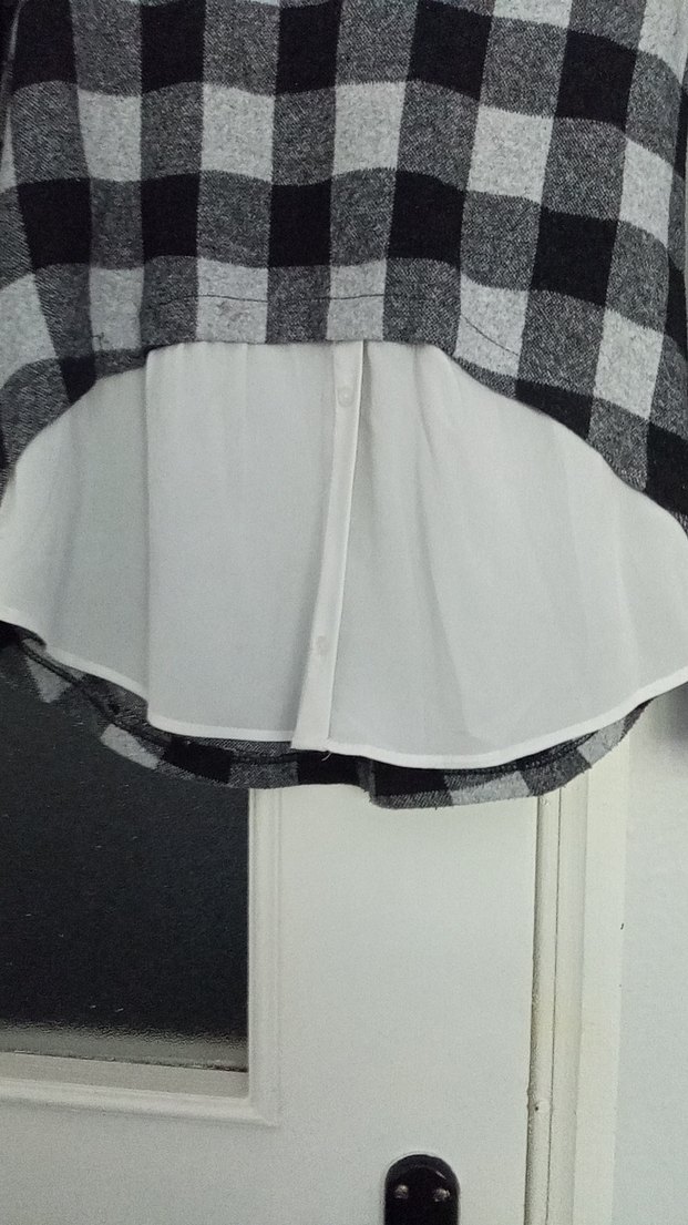 Gri Kareli Uzun Kollu Kadın Bluz - Görsel 3