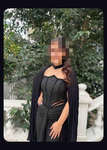 Siyah Straplez Uzun Abiye Elbise - Görsel 4