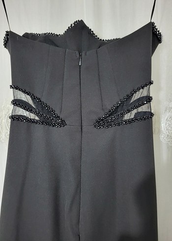 Siyah Straplez Uzun Abiye Elbise - Görsel 6