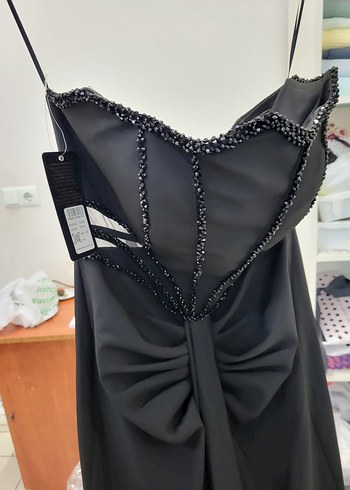 Siyah Straplez Uzun Abiye Elbise - Görsel 2