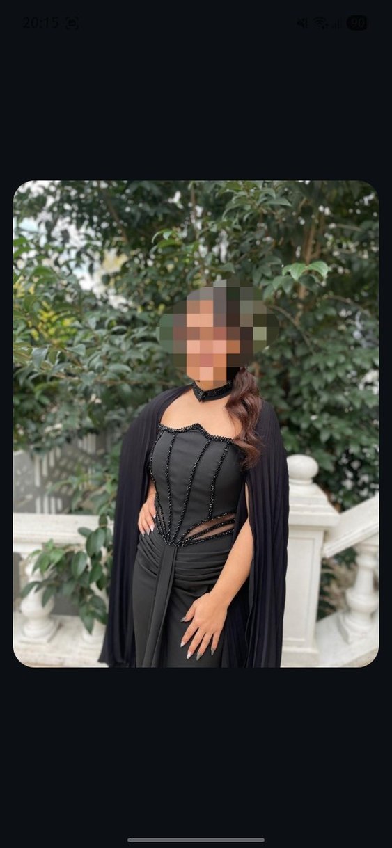 Siyah Straplez Uzun Abiye Elbise - Görsel 4