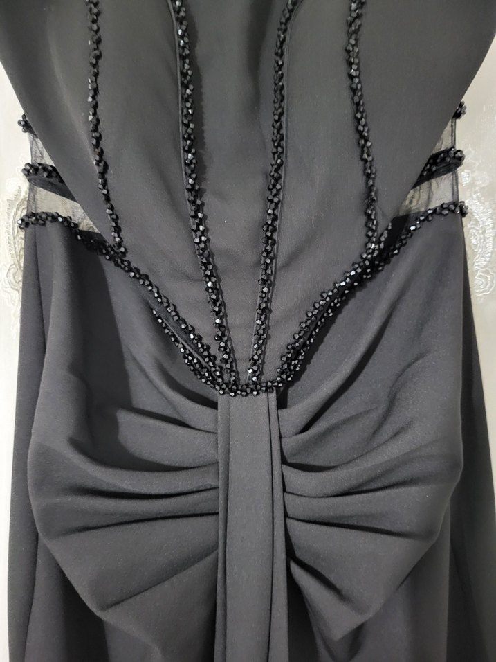 Siyah Straplez Uzun Abiye Elbise - Görsel 5