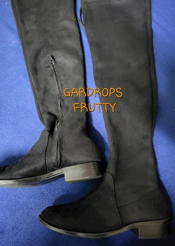 Siyah Süet Dizüstü Çizme - Görsel 2