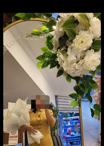 Düğmeli yağ yeşili elbise abiye - Görsel 4