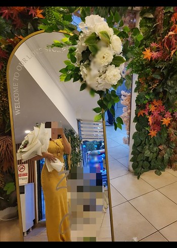 Düğmeli yağ yeşili elbise abiye - Görsel 2