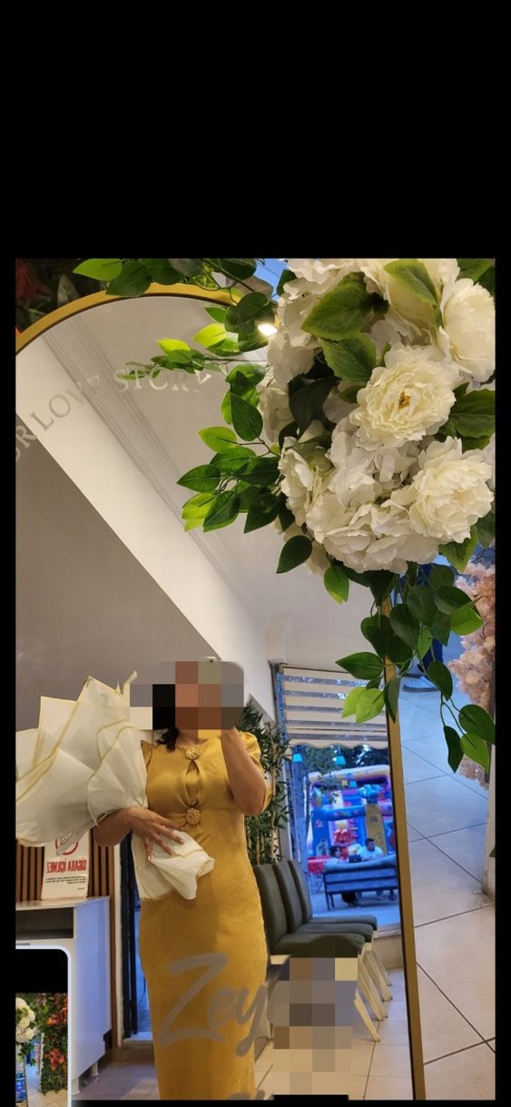 Düğmeli yağ yeşili elbise abiye - Görsel 4