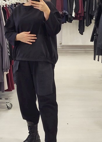 Kadın Siyah Kemerli Street Wear Eşofman Takımı - Görsel 7